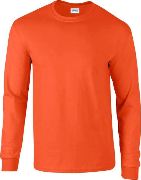 Gildan Unisex Adult Ultra Cotton Long-Sleeved T-Shirt Orange S Cotton Unisex Adult T-Shirt