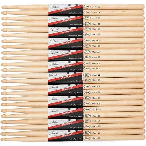 Artist DSM2B Maple Drumsticks with Wooden Tips 12 Pairs