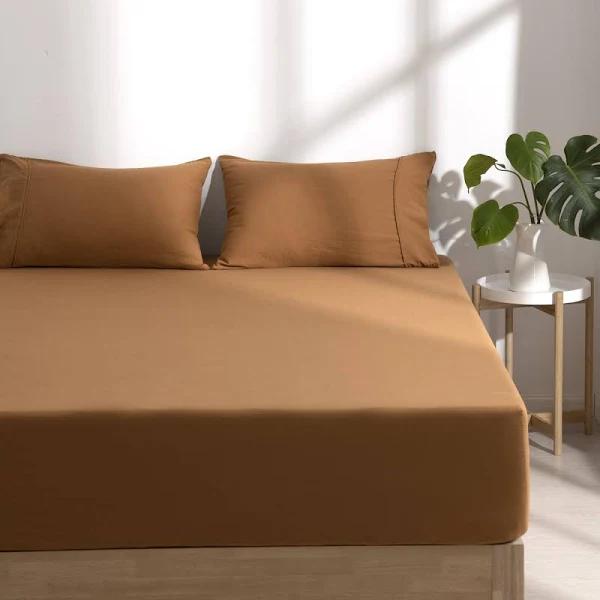 Dreamaker Superfine Washed Microfibre Combo Fitted Sheet Set Rust Queen