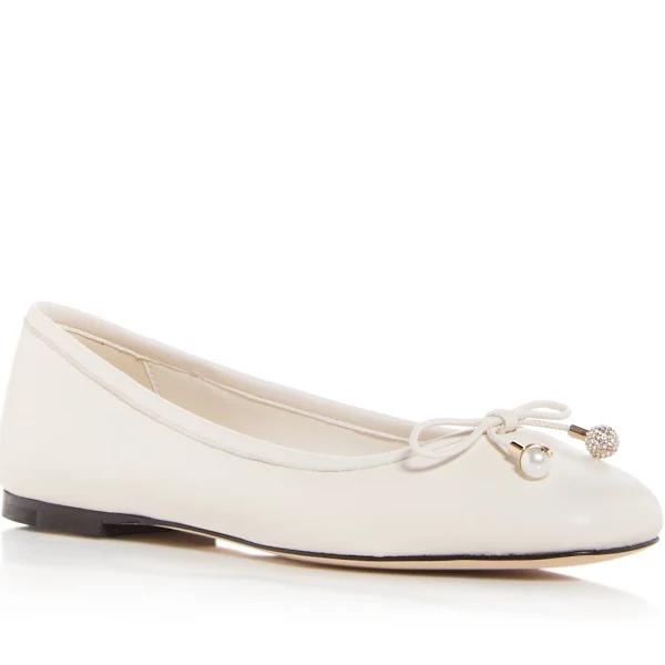 Jimmy Choo Elme Lambskin Ballet Flats - White - 40,5