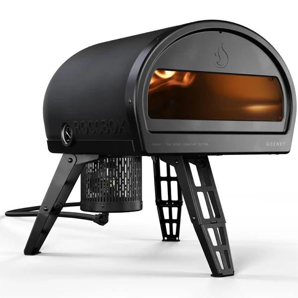 Roccbox Portable Pizza Oven. Black. Tom Gozney Signature Edition. Gas Burner. 16.3 x 21 x 18.6. Cordierite Stone Cooking Floor & Stainless Steel Body