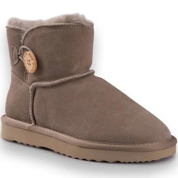 AUS Wooli UGG Women's Short Sheepskin Button Boot - Lightgrey | AU 5