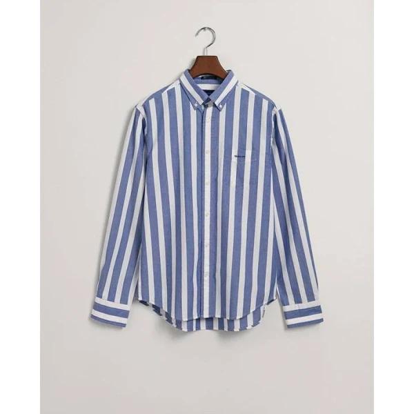 Gant Regular Fit Wide Striped Broadcloth Shirt, Size 2XL, Blue