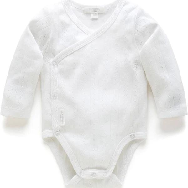 Purebaby Pointelle Long Sleeve Wrap Bodysuit