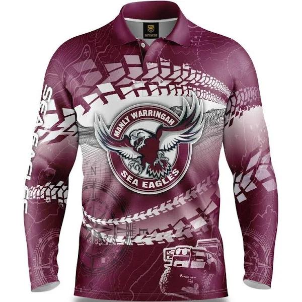 NRL 2021 Trax Off Road Camping Polo Tee Shirt - Manly Sea Eagles - Adult