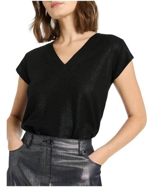 Marcs Afterglow Foil Linen Tee in Black XS