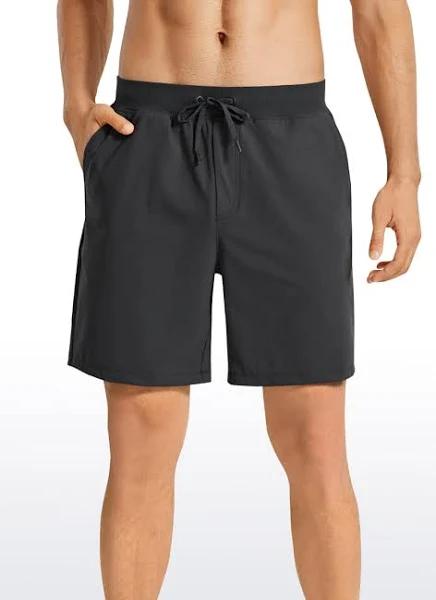 CRZ Yoga Men's Train Relaxed Fit On The Travel Linerless Shorts 7'' Ink Gray / XS