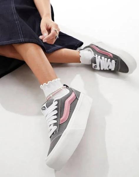 Vans Knu Stack Sneakers in Dark Grey and Pink