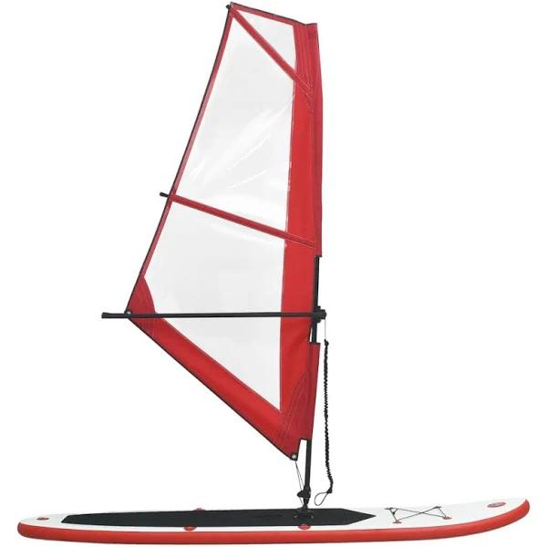 vidaXL Inflatable Stand Up Paddleboard With Sail Set Red and White