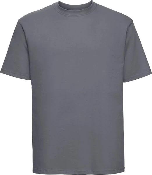 Russell Mens Organic Short-Sleeved T-Shirt Convoy Grey XS Cotton Mens T-Shirt