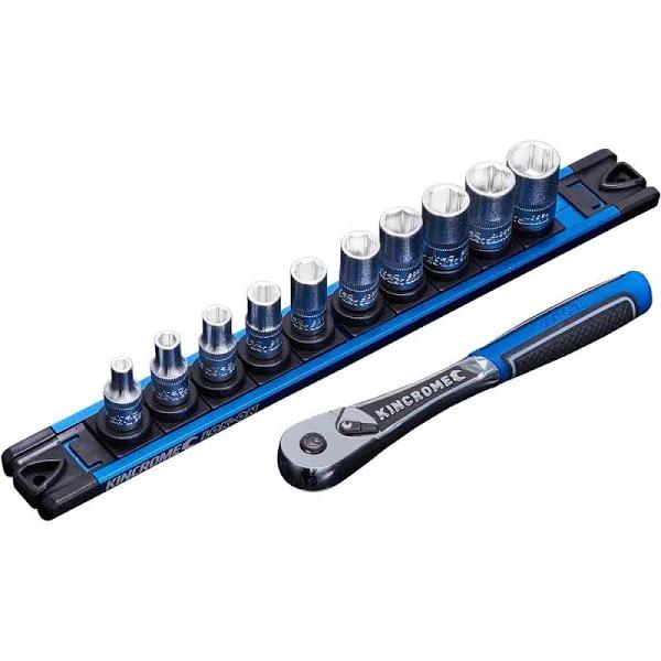 Kincrome 11 Piece LOK-ON Socket Set Twist-Lock Rail 1/4" Drive - Metric K27040