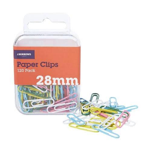 J.Burrows 28mm Paper Clips Assorted 120 Pack