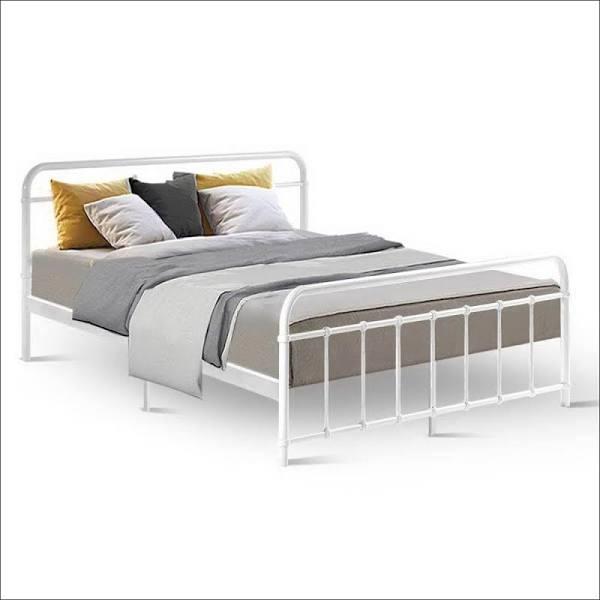 Leo Metal Bed Frame - Queen (White)