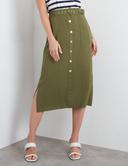 Rockmans Midi Length Button Curved Hem Belted Skirt - Womens - Khaki AU Size 12 - AfterPay & zipPay Available