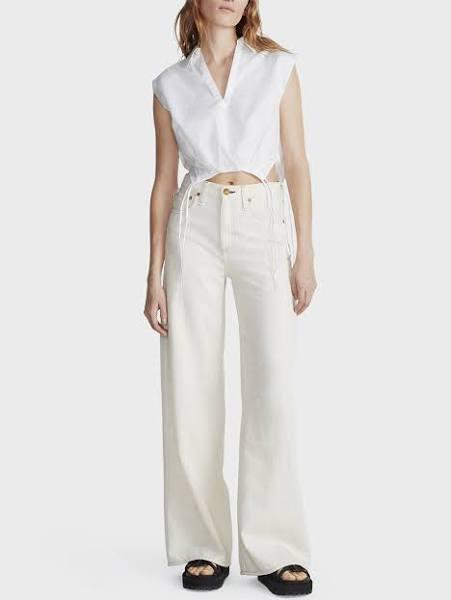 Rag & Bone Women’s Sofie Wide-Leg Jeans, Wide Leg, Ecru, Cotton, Size - 30