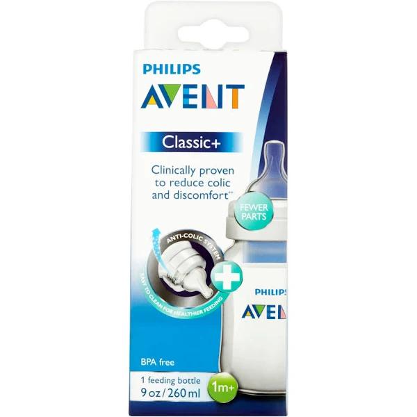 Avent Classic+ Bottle, Feeding, 9 Ounce, 1 Month+