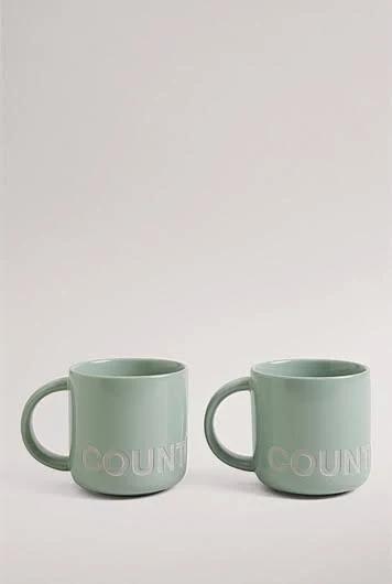 Country Road Demm Stoneware Mug Set of 2 in Willow Green NS