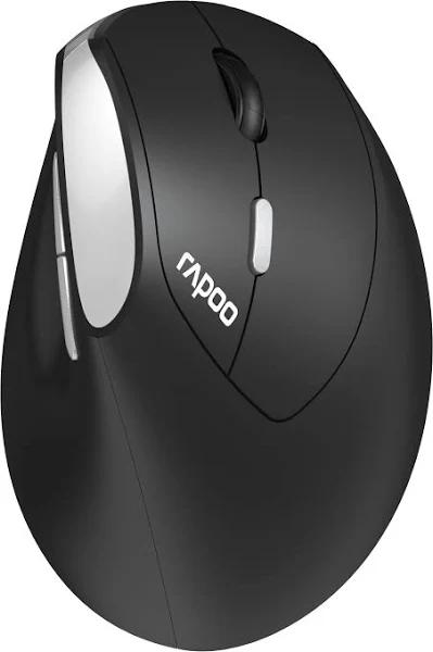 RAPOO EV250 Ergonomic Vertical Wireless Mouse 6 Buttons 800/1200/1600 DPI Optical Silent Click Mice - Black (Renamed from MV20)