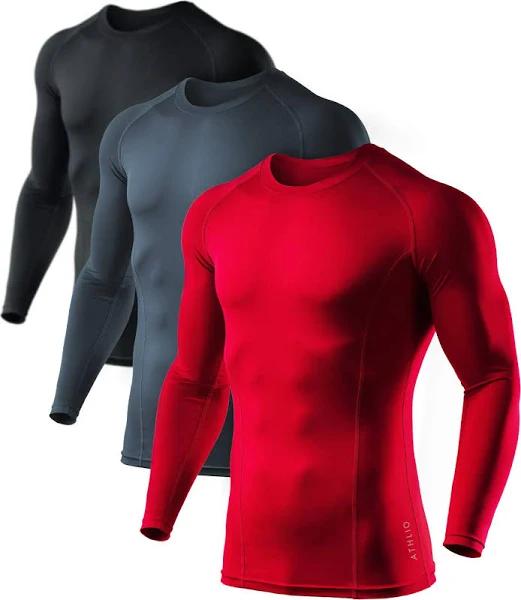 ATHLIO Men's Long Sleeve Compression Shirts, Active Sports Base Layer T-Shirt, Athletic Workout Shirt