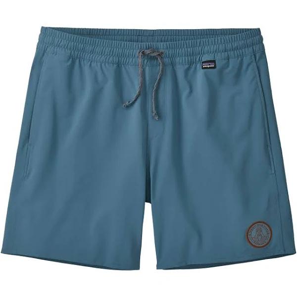 Patagonia Mens Hydropeak Volley Shorts 16in S / Peak Protector BADGE:PIDGEON Blue (PKNB)