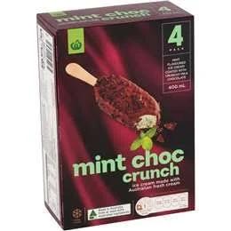 Woolworths Mint Choc Crunch Ice Cream 4 Pack