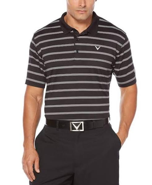 Callaway Men's 3-Color Stripe Golf Polo, XL, Caviar