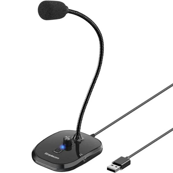 Simplecom UM360 Plug and Play USB Desktop Microphone with Headphone Jack