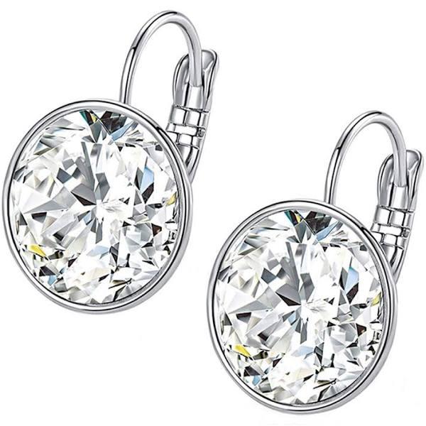 from Swarovski Crystals Elements Bella Drop Earrings For Women Girls, 18K White Gold Plated Hypoallergenic Earrings Jewelry