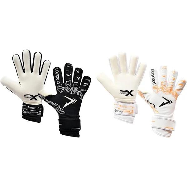 Precision Childrens/Kids Fusion x Pro Lite Giga Goalkeeper Gloves White/Fluorescent Orange 6 Latex Polyester Elastane Nylon Childrens Goalkeeper Glove