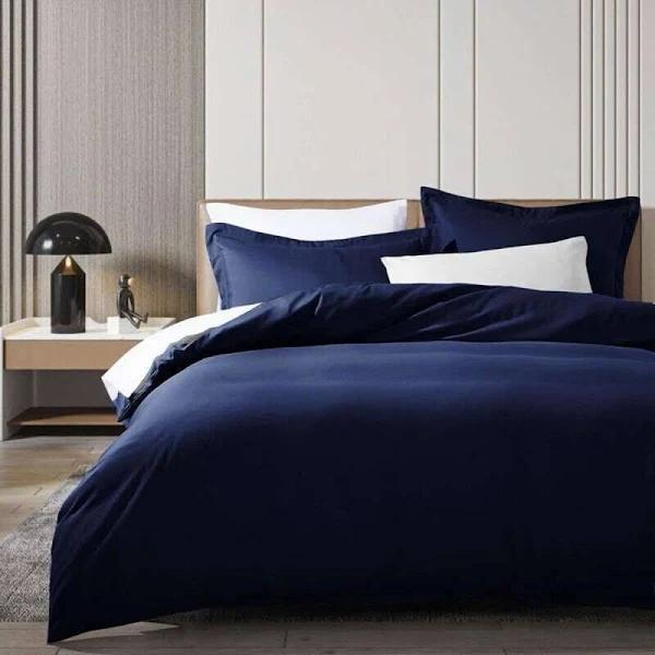 Luxton Pure Plain Soft Quilt Cover Set Navy Single