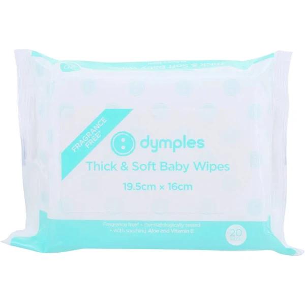 Dymples Thick & Soft Baby Wipes 20 Pack - Fragrance Free