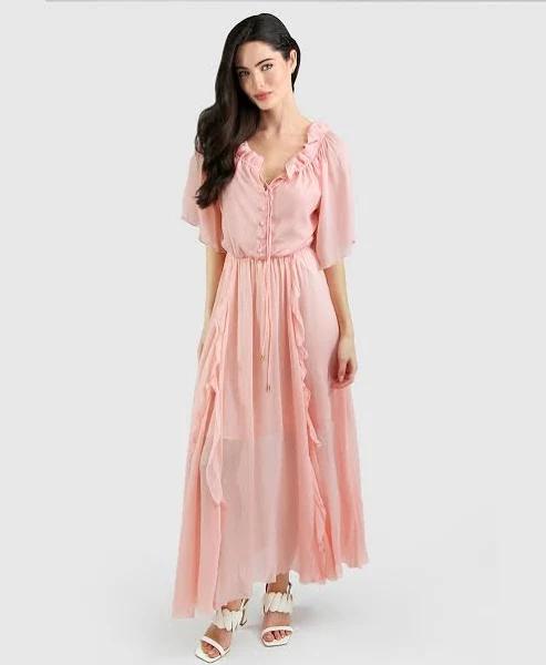 Belle and Bloom Amour Amour Ruffled Midi Dress - Desert Rose, L