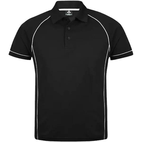 Aussie Pacific - Mens Endeavour Polo Shirt - Black/White - L