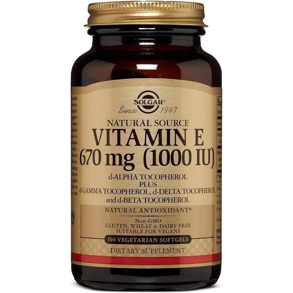 Solgar Vitamin E 1000 IU - 100 Vegetarian Softgels