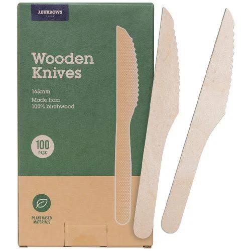 J.Burrows Wooden Knives 165mm 100 Pack Excellent Condition