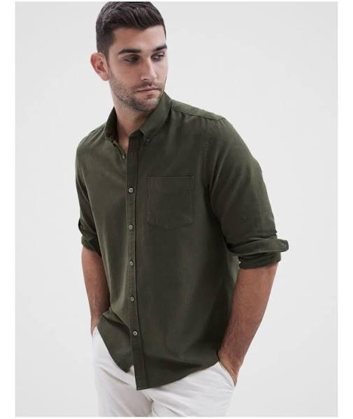 Unison Oxford Regular Fit Shirt in Green XXL