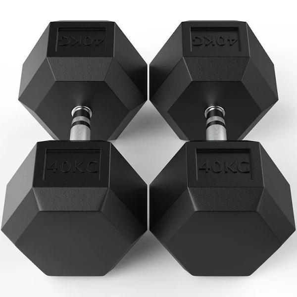 40kg Rubber Hex Dumbbell Pair