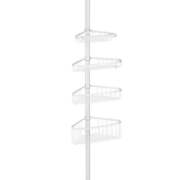 iDesign York Tension Adjustable Corner Shower Bathroom Wire Caddy White 59.6cm