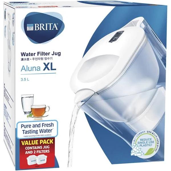 Brita XL 3.5L Water Filter Aluna Jug+2 Brita Maxtra+ Filter Cartridges