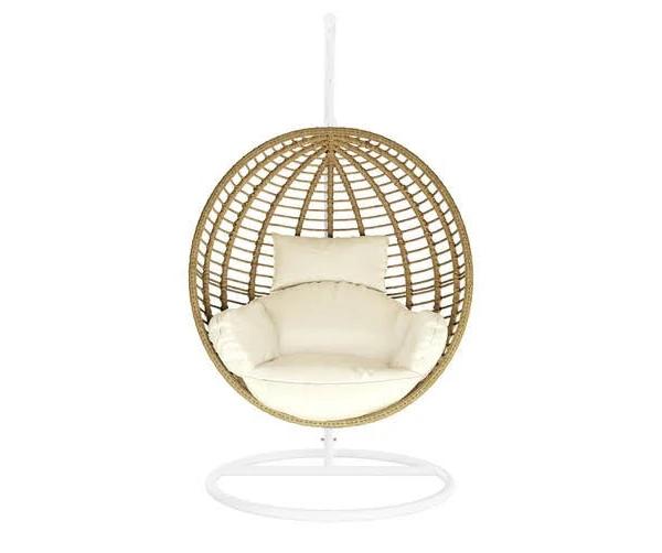 Napili Outdoor Rattan Egg Chair w/ Cushion - Cream White