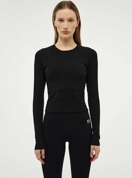 P.E Nation Free Play 3.0 Long Sleeve Rib Tee in Black, Size S