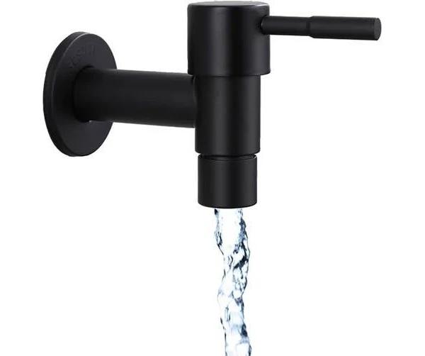 Kitchen Sink Faucet Black Quick Single Cold Faucet Bathroom Stainless Steel Outdoor Faucet Garden Fa