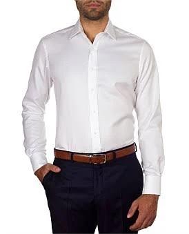 Hardy Amies Herringbone Contemporary Fit Shirt White