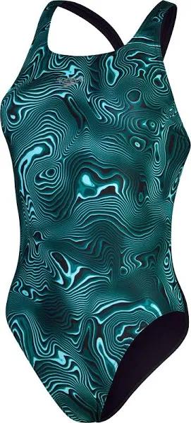 Speedo Womens Placement Digital Powerback Green