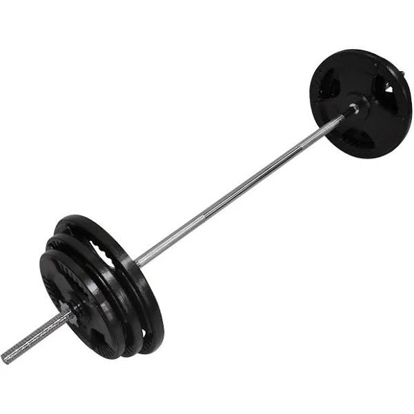 Total 70kg EZ Grip Cast Iron Barbell Weight - 150cm Bar + 65kg Iron Weight Plates