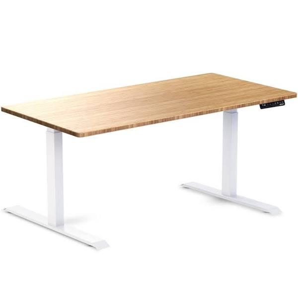 Desky Dual Bamboo Sit Stand Desk - Bamboo / White - 1500x750mm - AfterPay & zipPay Available