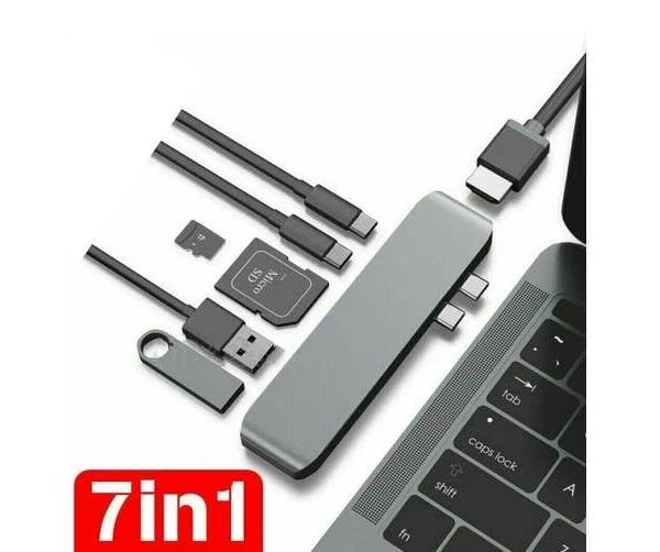 7in1 USB-C Type C HD Output 4K HDMI USB 3.0 Adapter SD TF Card Hub MacBook Pro