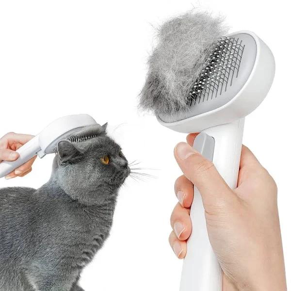 aumuca Cat Brush with Release Button, Cat Brushes for Indoor Cats Shedding, Cat Brush for Long or Short Haired Cats, Cat Grooming Brush Cat Comb for