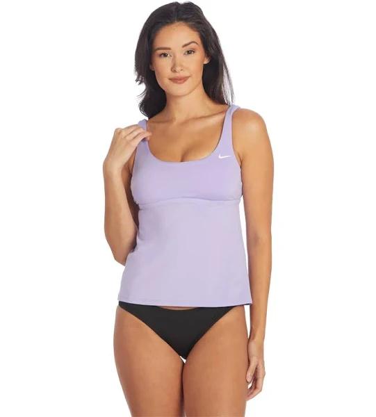 Nike Women's Essential Scoop Neck Tankini Top - Purple Pulse | Polyester - Swimoutlet.com