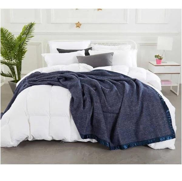 Alastairs Australian Merino Wool Blanket Navy - Double